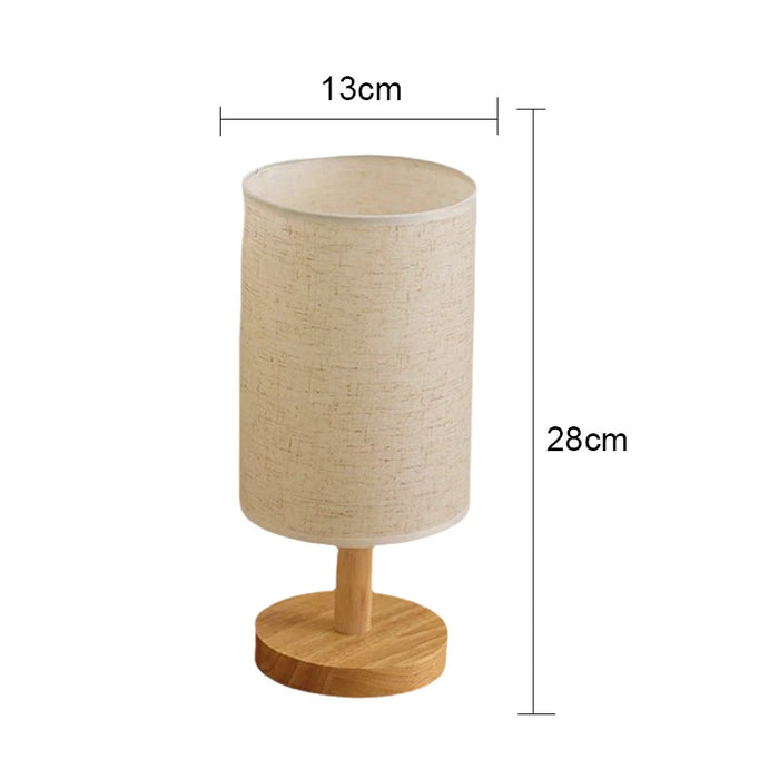 LED Table Lamp – Simple Chinese Style, Dimmable USB Plug Night Light with Fabric Lampshade for Bedroom and Bedside Lighting