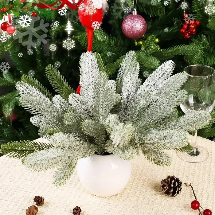50 Pcs Artificial Green Pine Branches – Lifelike Snow Pine Needles for Christmas Tree, Wreath, and Home Decor