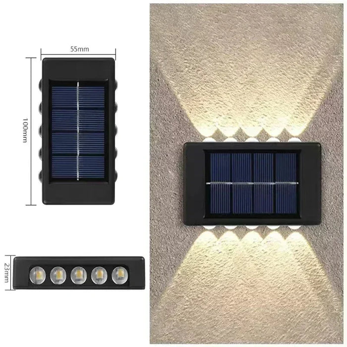 Solar Wall Lights Outdoor – Up and Down LED Light, Waterproof, Solar-Powered, Modern Porch Lamp for Garden, Balcony, Patio, and Landscape