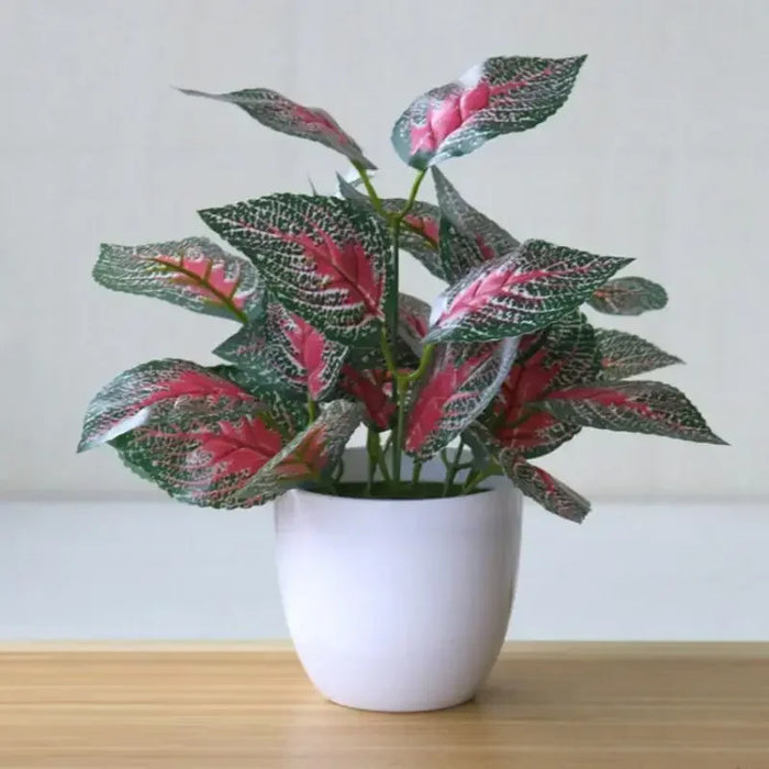 Artificial Bonsai Plant – Lifelike Simulation Green Basil, Red Basil, Maple Leaf & Watermelon Leaf – Perfect for Home, Office, Living Room & Desk Decoration