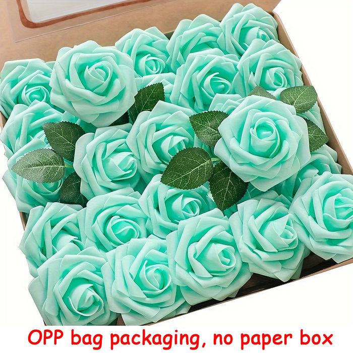 25pcs Artificial Red Roses with Stems – Fake Flowers for DIY Wedding Bouquets, Centerpieces, Party & Home Decorations