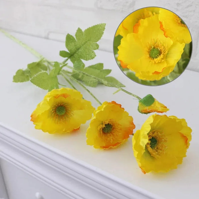 Artificial Poppy Flowers Bouquet – Silk Fake Flowers for Home Decor, Wedding, DIY Vase Accessories, and Garden Decoration