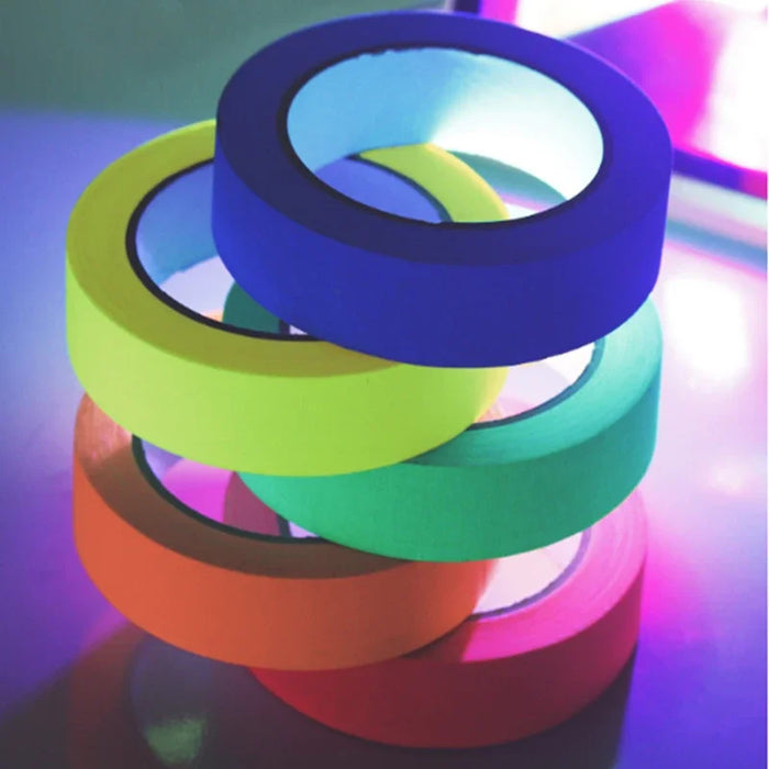 Fluorescent UV Cotton Tape – Glow in the Dark Neon Gaffer Tape for Party Decorations, Safety Warning, and Home Decor