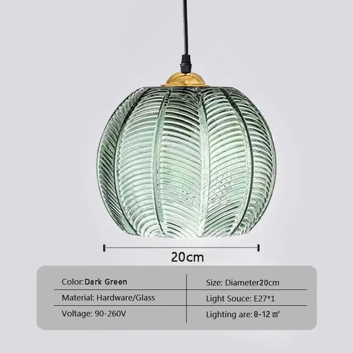 Nordic LED Glass Pendant Light – Green Hanging Lamp for Living Room, Dining Room, Bedroom, and Study Room