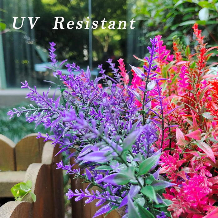 12PCS Artificial Lavender Plants – UV-Resistant, No-Fade Faux Flowers for Wedding, Home, Christmas Wreath, and Outdoor Garden Decoration