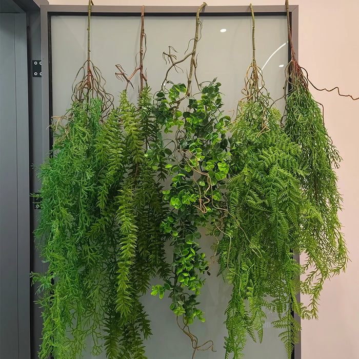 hanging grass plant Artificial Hanging Green Ivy Vine – Plastic Rattan Grass Plant for Hom — Clasterior