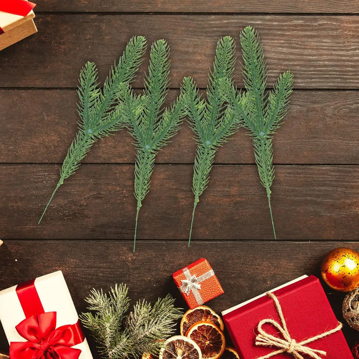 24 Pcs Artificial Pine Branches Green Plants Pine Needles DIY Accessories for Garland Wreath Christmas and Home Garden Decor