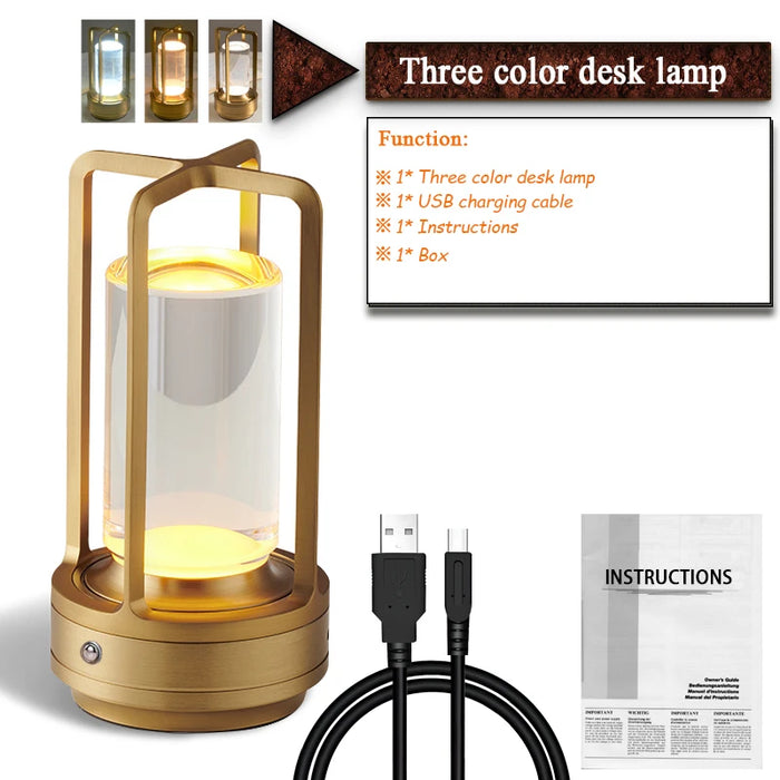 RGB LED Desk Lamp – USB Charging, Touch Control, and Multiple Color Options for Bedroom, Outdoor, and Camping Use
