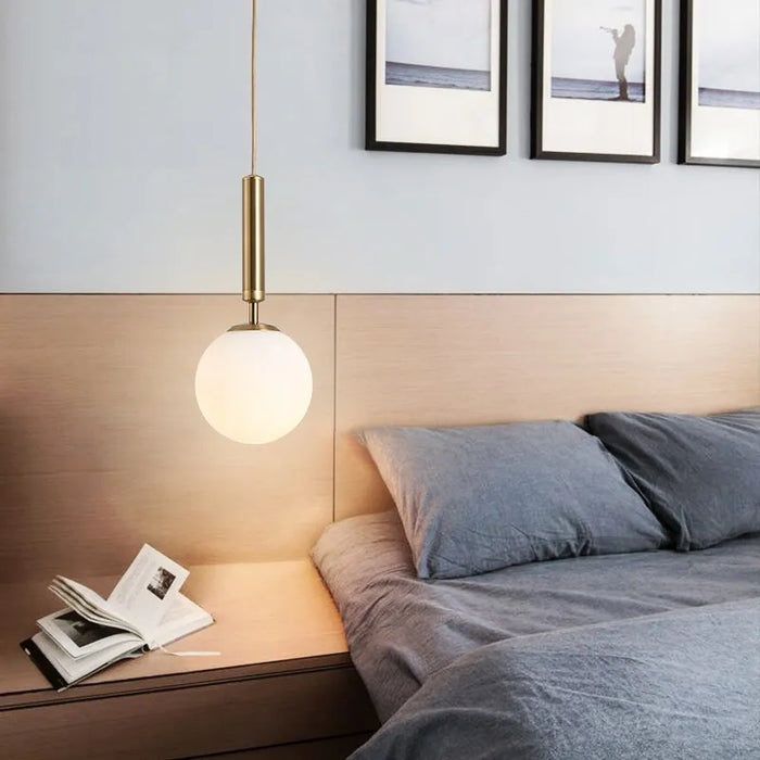 Modern Glass Ball LED Pendant Lamp – Gold Hanging Light Fixture for Kitchen, Dining Room, and Bedroom Decor