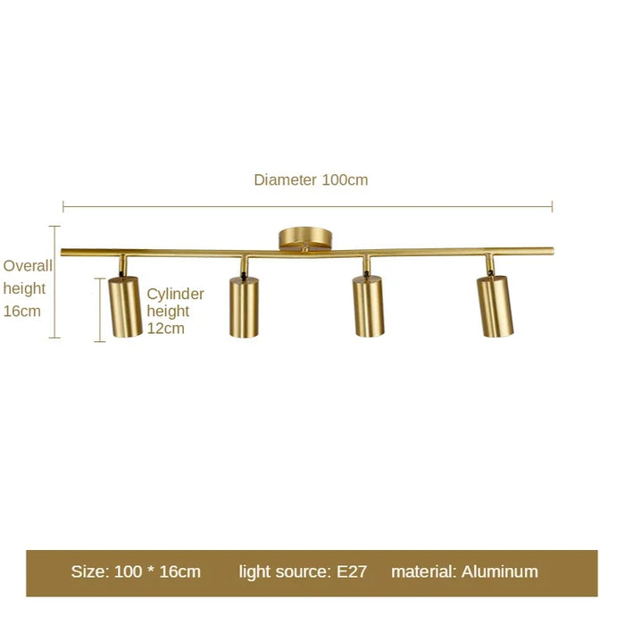 Modern Gold Spotlight Ceiling Light – Nordic Minimalist E27 LED Fixture for Living Room, Bedroom, and Kitchen