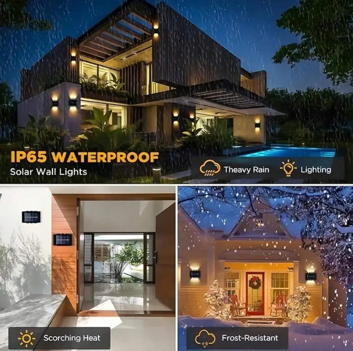 Solar Wall Lamp – Waterproof Outdoor LED Light for Garden, Porch, Yard, and Balcony – Up and Down Illumination with Solar Power