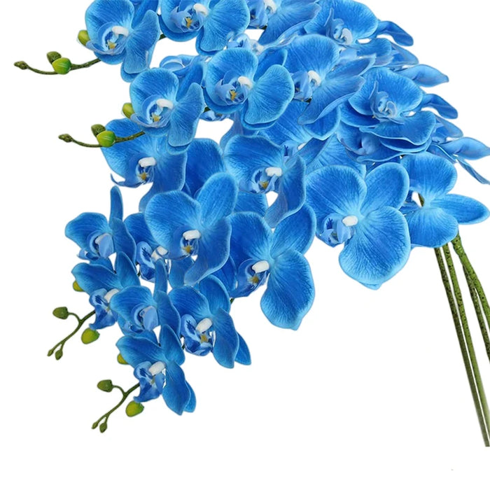 9-Head Butterfly Orchid Artificial Flowers - 38” Latex Phalaenopsis Bouquet for Wedding, Party, and Home Decoration