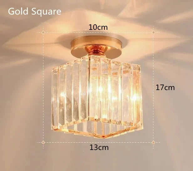 Crystal Ceiling Light – Modern Corridor, Balcony, and Foyer Pendant Lamp for Kitchen and Dining Room – E27 LED Compatible