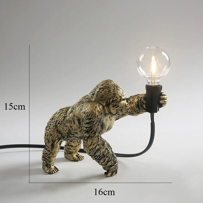 King Kong Gorilla Animal Table Lamp – Resin Night Light for Bedroom and Creative Home Decor