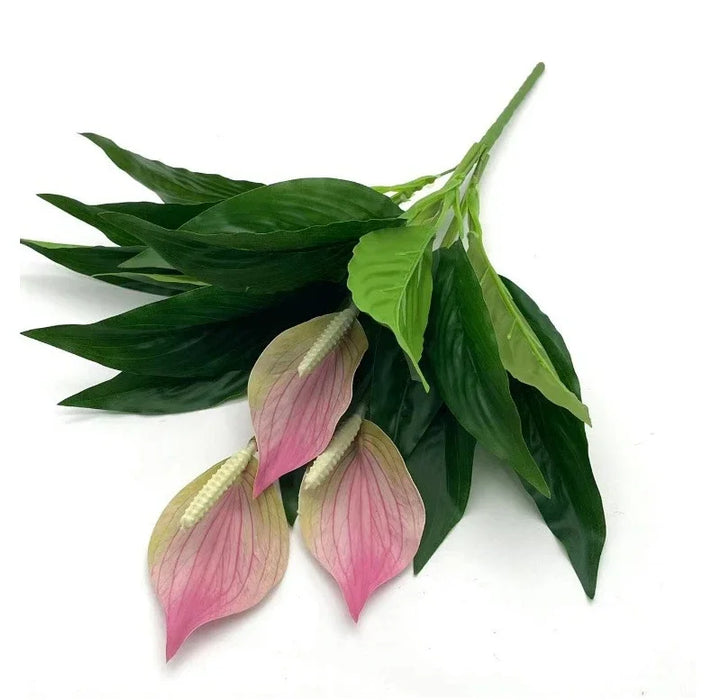 Artificial Anthurium Potted Plant – Lifelike Green Plant Desktop Ornament for Home, Office, and Wedding Decoration