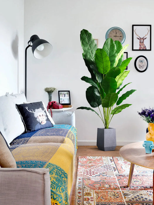 85-115cm Large Artificial Bird of Paradise Tree – Tropical Fake Banana Leaves & Palm Plant for Home and Garden Decor