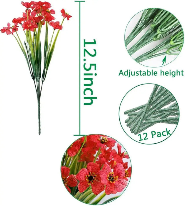 2/6/10 Bundles Outdoor Artificial Flowers – UV Resistant Faux Silk Flowers for Garden, Front Porch, and Outdoor Décor