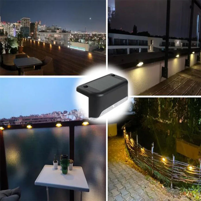 Warm White LED Solar Step Lights – Waterproof Outdoor Stair and Path Lighting for Garden, Patio, Fence, and Balcony Decoration