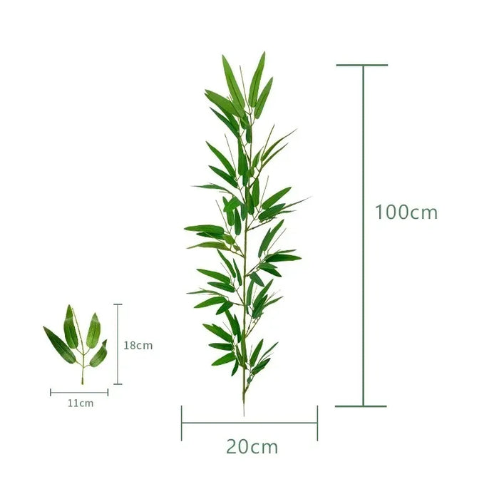 Artificial Silk Bamboo Leaf Flower Arrangement – 1m Long Eucalyptus Leaves for Spring Decoration, Indoor & Outdoor Use