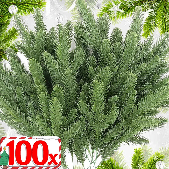 Artificial Pine Needles – 100/1pcs Fake Pine Branches for DIY Garland, Christmas Tree, and Holiday Decorations – Green Pine Leaves for Home & Party Decor