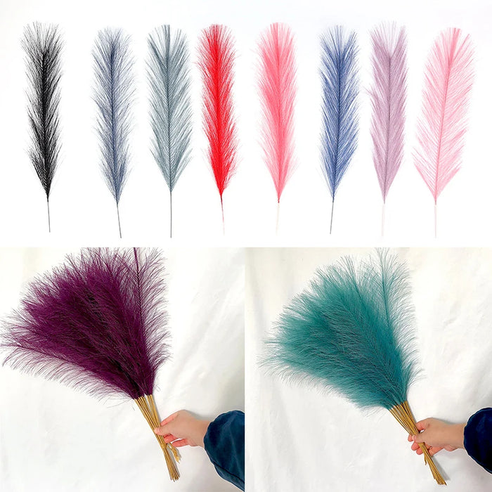 10pcs Artificial Pampas Grass – Blue Fake Reed Flowers for Wedding, Home, Party, and Vase Decoration