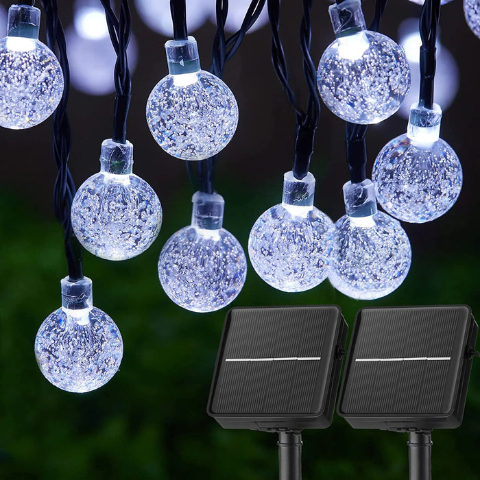 LED Solar String Lights – 60 Waterproof Crystal Globe Lights with 8 Modes, 10M Outdoor Fairy Lights for Garden, Patio, Tree & Party Decor
