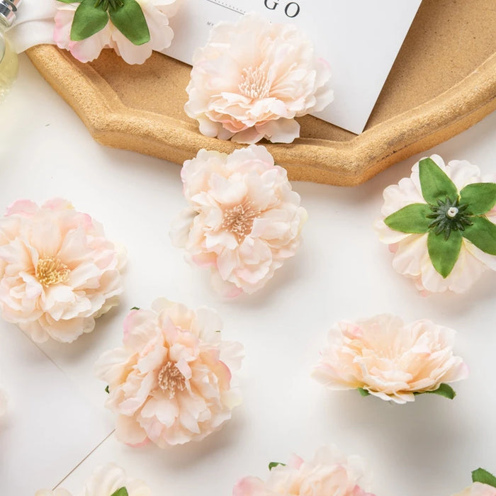 10Pcs Artificial Silk Peony Flowers – DIY Craft Fake Stamen Heads for Wedding, Home, Valentine’s Day, and Outdoor Décor