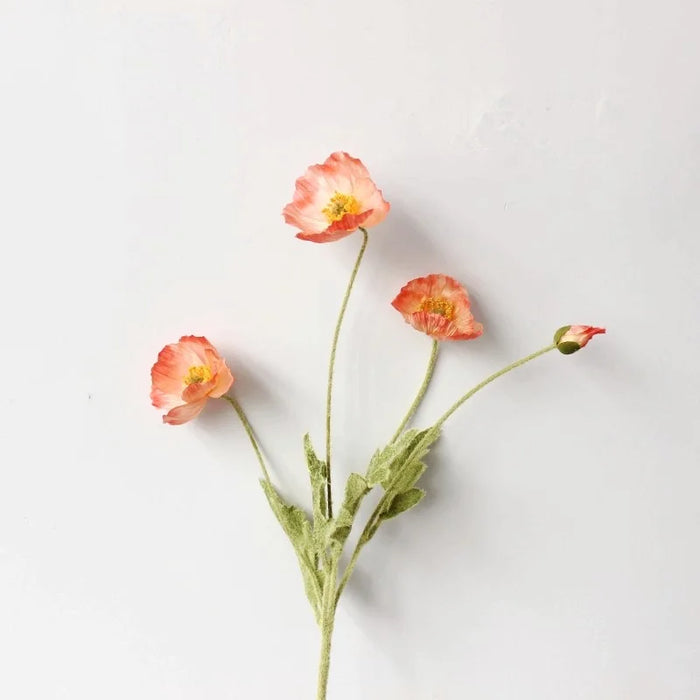 4 Head Artificial Poppy Flowers Bouquet – Silk Fake Flowers for Home Decor, Garden, Wedding, and Party Decoration