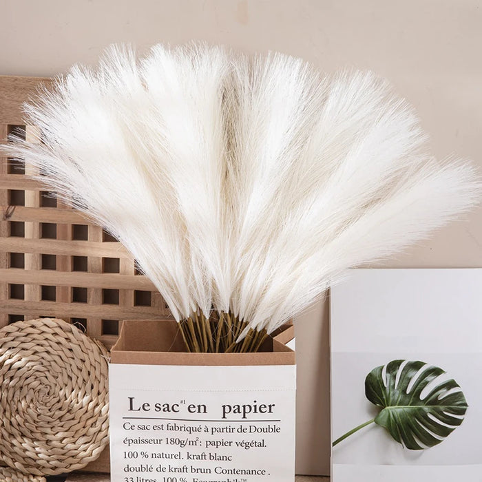 10pcs Artificial Pampas Grass – Blue Fake Reed Flowers for Wedding, Home, Party, and Vase Decoration