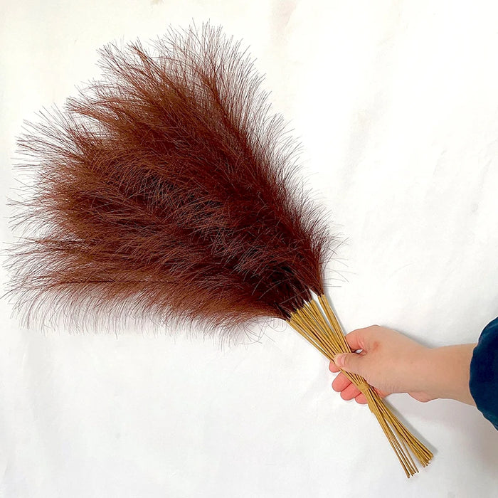 10pcs Artificial Pampas Grass – Blue Fake Reed Flowers for Wedding, Home, Party, and Vase Decoration