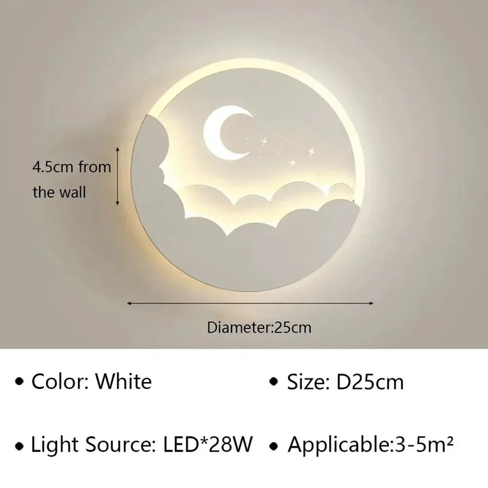 Modern LED Moon Star Wall Lamp – Dimmable Sconce Light for Living Room, Bedroom, Dining Room, and Study – Indoor Home Decor Lighting Fixture