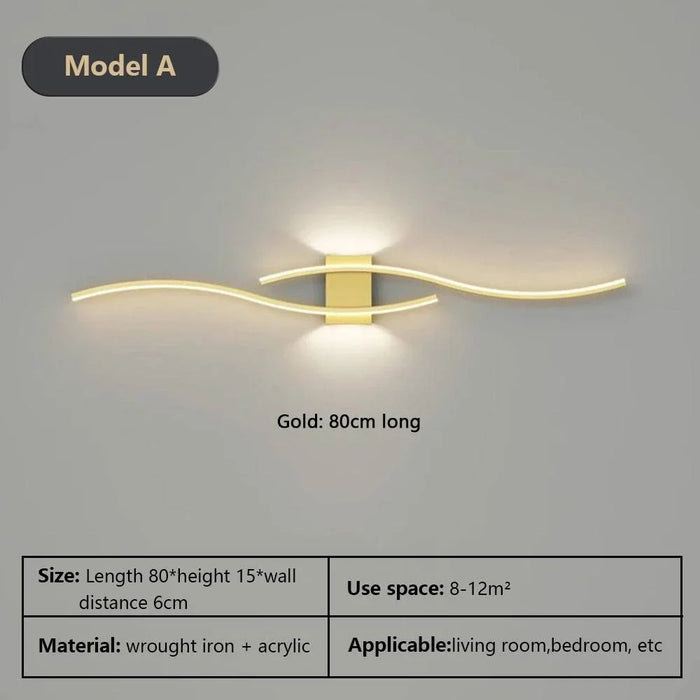 Modern LED Wall Lamp – Black, White, and Gold Wall Light Sconce for Living Room, Bedroom, Bedside, and Decorative Lighting