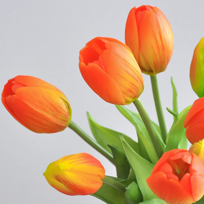 5 Short Pole Tulips Artificial Bouquet – Soft Rubber Silk Tulips for Home Decoration, Weddings, and Photography Props