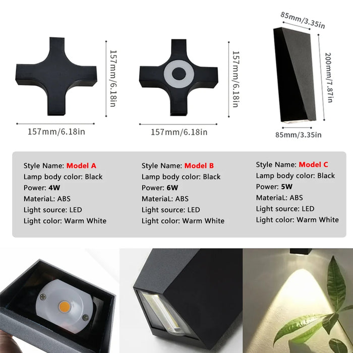 LED Wall Light – IP66 Waterproof Outdoor & Indoor Wall Lamp for Garden, Porch, and Home Décor (4W/5W/6W, Warm White, AC85–265V)