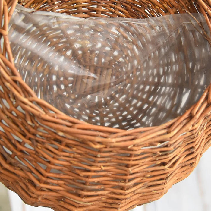 Handmade Wicker Rattan Hanging Planter Basket – Wall-Mounted Flower Pot for Balcony, Garden, and Home Décor