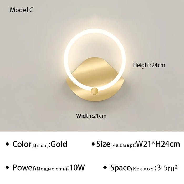 Modern Nordic LED Wall Lamp – Elegant Ring Light Fixture for Bedroom, Living Room, and Hotel Décor