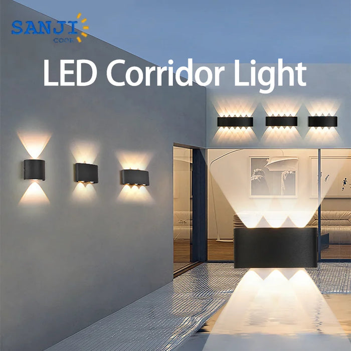 LED Outdoor Aluminum Alloy Waterproof Wall Lamp – Up and Down Luminous Exterior Corridor Light, IP65 Waterproof for Aisles, Patios, and Outdoor Spaces