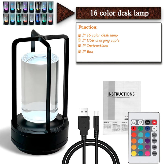 RGB LED Desk Lamp – USB Charging, Touch Control, and Multiple Color Options for Bedroom, Outdoor, and Camping Use