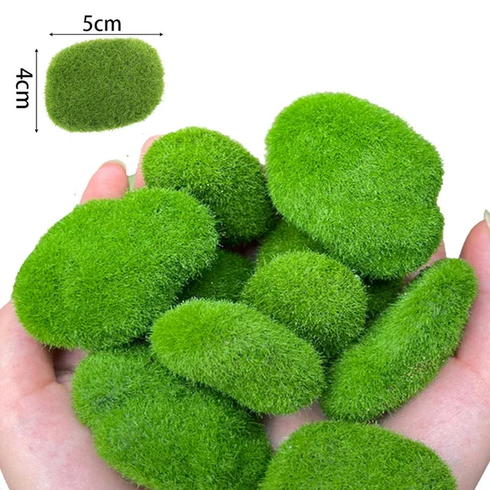 50/5PCS Artificial Foam Moss Rocks – Fake Green Moss Stones for Micro Landscape, DIY Crafts, and Home Garden Flower Pot Decoration