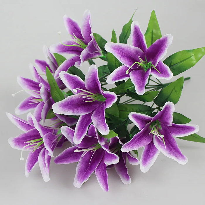 10 Heads Artificial Lily Flower Bouquet – Multicolor Faux Bridal Flowers for Weddings, Parties, and Home Decor – Perfect for Floral Arrangements