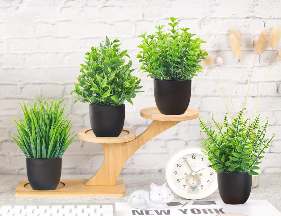 4pcs Artificial Faux Plants – Small Fake Plants for Bathroom, Office, and Home Table Décor