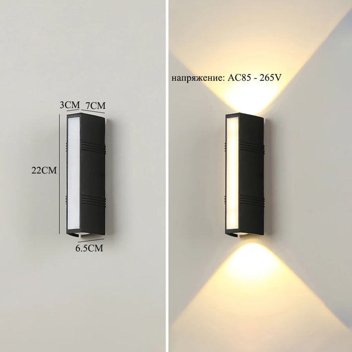 12W LED Waterproof Wall Light – Up and Down Outdoor/Indoor Aluminum Wall Lamp, IP65 Protection for Living Room, Bedroom, Garden, and Exterior Spaces