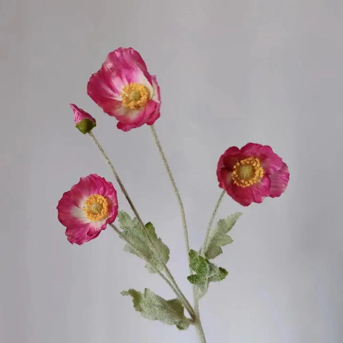 4 Head Artificial Poppy Flowers Bouquet – Silk Fake Flowers for Home Decor, Garden, Wedding, and Party Decoration