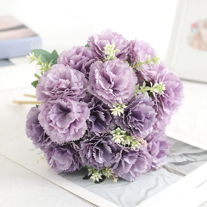 28cm Artificial Carnation Bouquet – 1/3 Pieces Silk Flower for Home, Wedding, Room, Garden Decoration, DIY Bride Holding Flowers