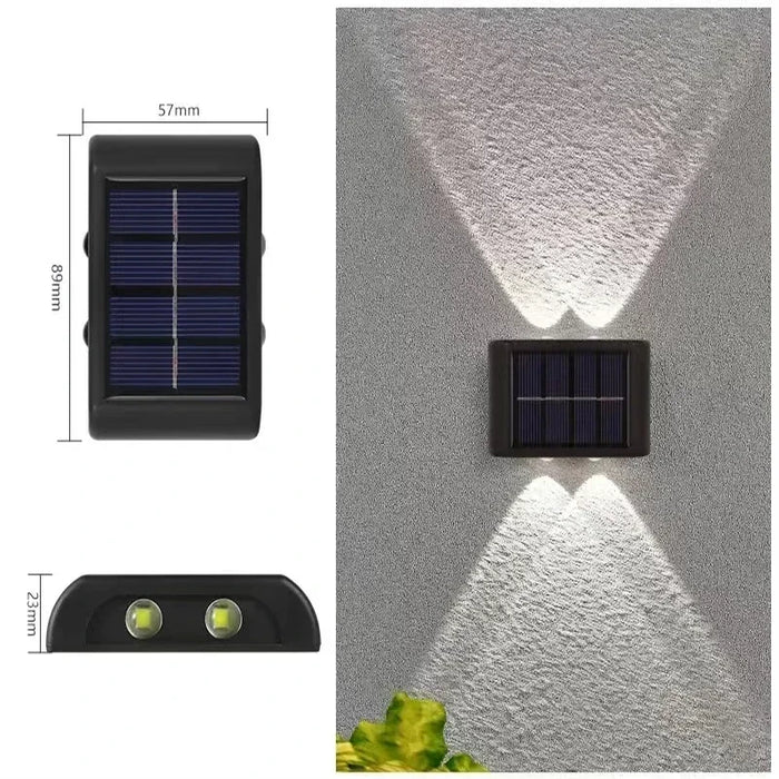 Solar Wall Lights Outdoor – Up and Down LED Light, Waterproof, Solar-Powered, Modern Porch Lamp for Garden, Balcony, Patio, and Landscape