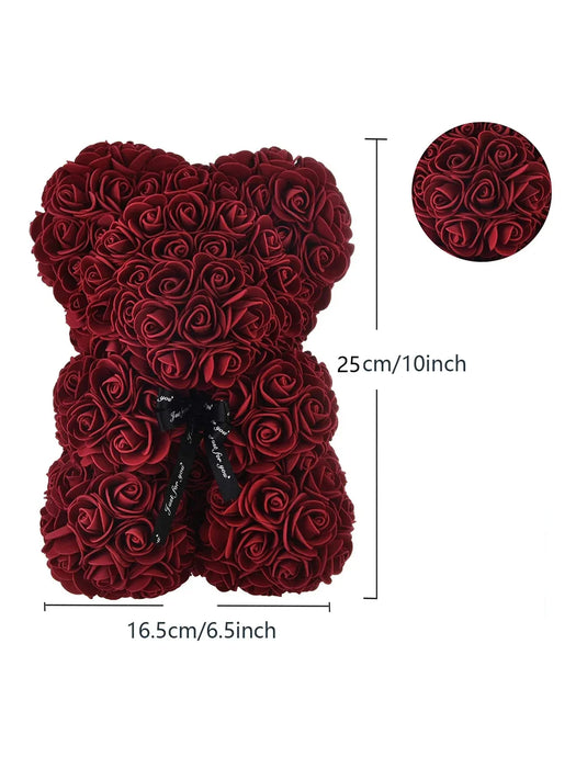Artificial Rose Teddy Bear – Romantic Home Decor for Valentine's Day, Weddings & Anniversaries (No Box)