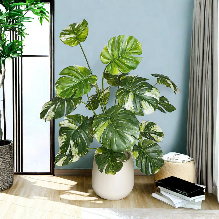 Artificial Monstera Plant – 65/100cm Faux Plastic Palm Leaves Branch for Home, Office, and Party Decoration