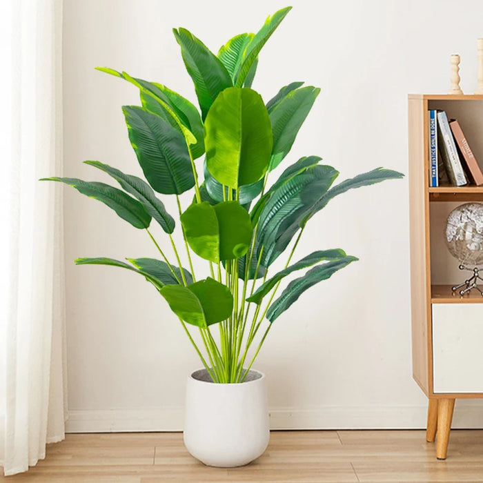 1pc Artificial Tropical Palm Tree – Large Fake Banana & Monstera Leaves, Real Touch Plastic Plant for Home, Garden, and Party Decor