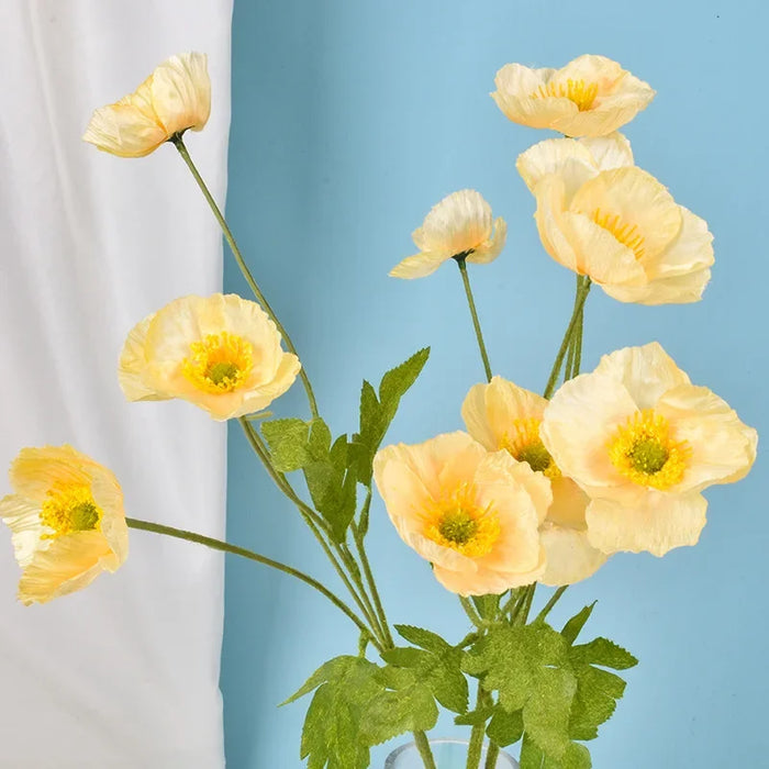 4-Head Artificial Poppy Flowers – Silk Wedding and Home Decor Floral Arrangement