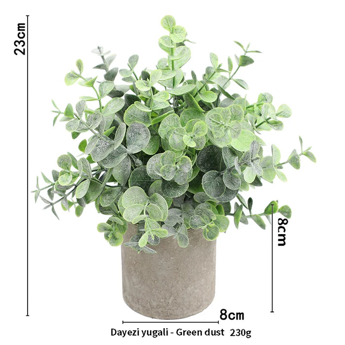 Artificial Eucalyptus Plant in Pot – Small Fake Bonsai for Home, Office, and Restaurant Desk Decoration